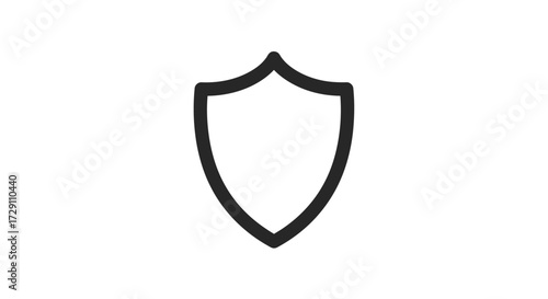 Isolated line art shield symbol representing protection integrity and defense capability for