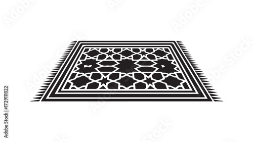 Elegant geometric pattern rug design in black and white, perfect for interior decor and modern home styling, with a beautiful perspective