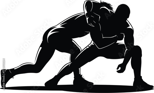 Football players tackling action silhouette sport