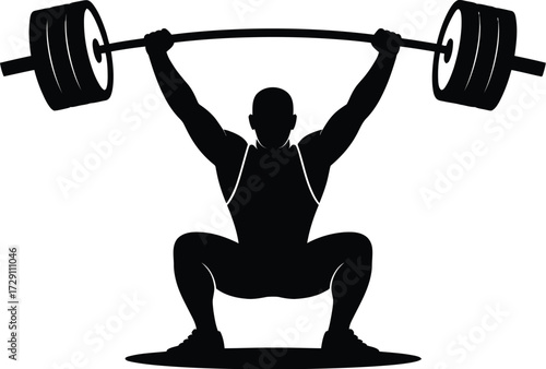 Weightlifter silhouette lifting barbell squat