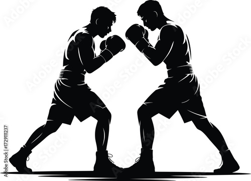 Two boxers facing each other boxing fighters