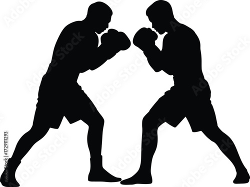 Two boxers facing each other boxing fighters