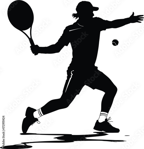 Tennis player hitting ball silhouette athlete sport