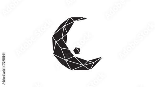 Abstract geometric crescent moon logo design with modern polygonal style ideal for branding and concept visualization