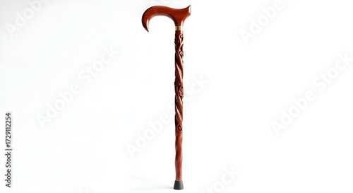 A rustic wooden walking stick, isolated on clean background