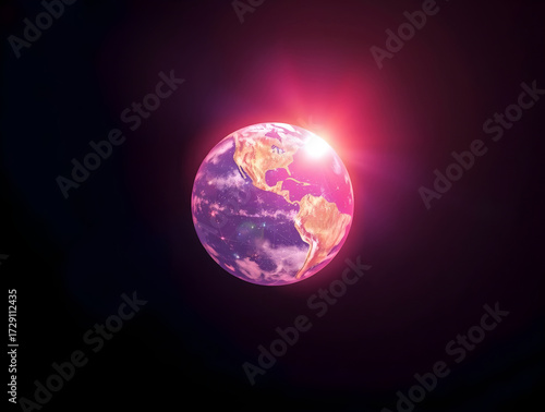 Cinematic Digital Illustration of a Glowing Sphere Planet