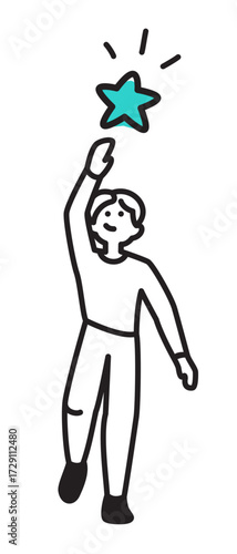 Young man reaching for a star
