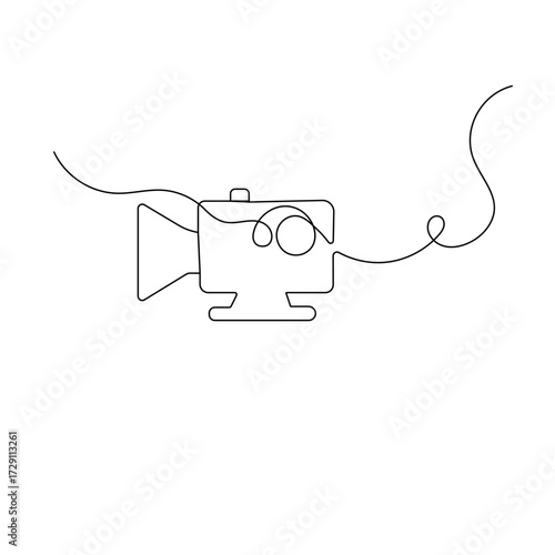Video Camera icon continuous one line drawing outline vector illustration