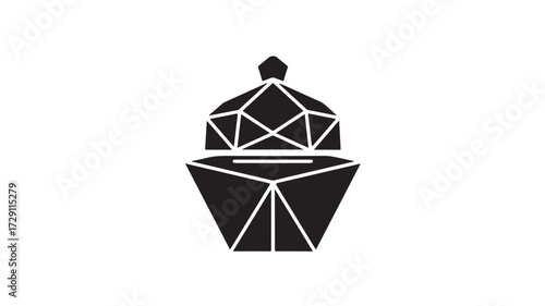 Modern geometric shape representing a treasure chest, gift box, or valuable asset, symbolizing wealth and opportunity