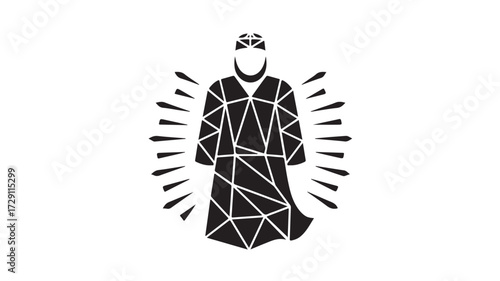 Modern geometric figure radiating energy and inspiration, symbolizing innovation and spiritual awakening in a clean, abstract design perfect for branding
