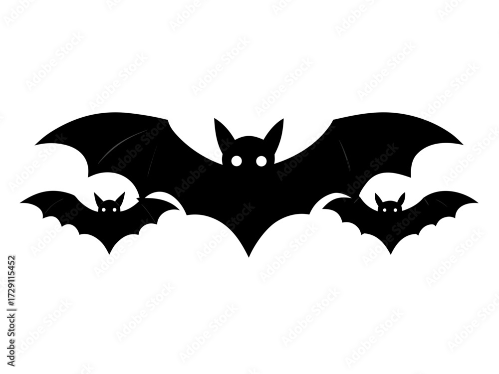 Obraz premium Vector art of silhouette of three bats flying together