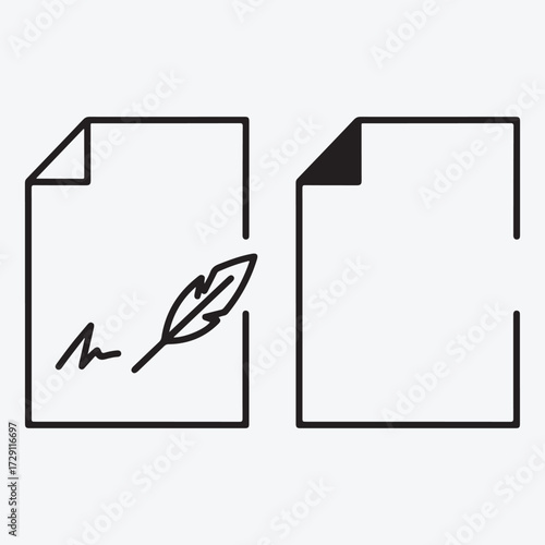 Silhouette art vector design vector art of document with signature and feather quill pen