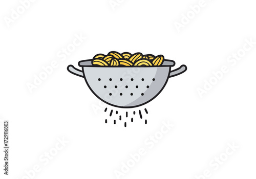 Pasta Draining in Colander Vector Illustration