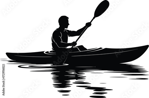 Kayaker paddling on water paddle