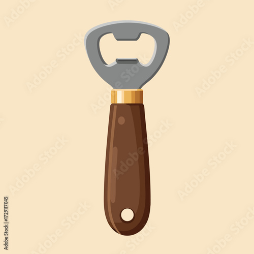 Bottle Opener Illustration on Beige Background Open Beverage Concept