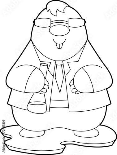 Mole Scientist Test tube Laboratory Animal Vector Grphic Art Illustration