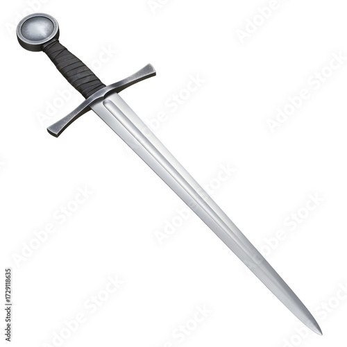 Medieval knight sword isolated on white background