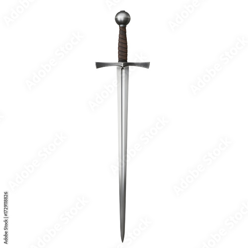 Medieval knight sword isolated on white background