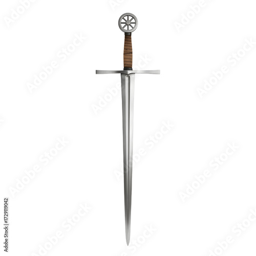 Medieval knight sword isolated on white background