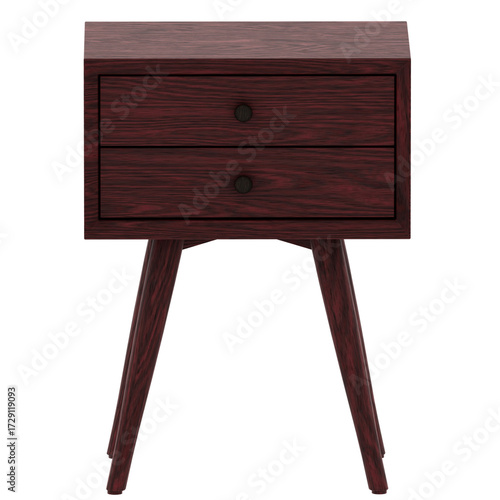 Behang 3d render wooden nightstand drawers with transparent background