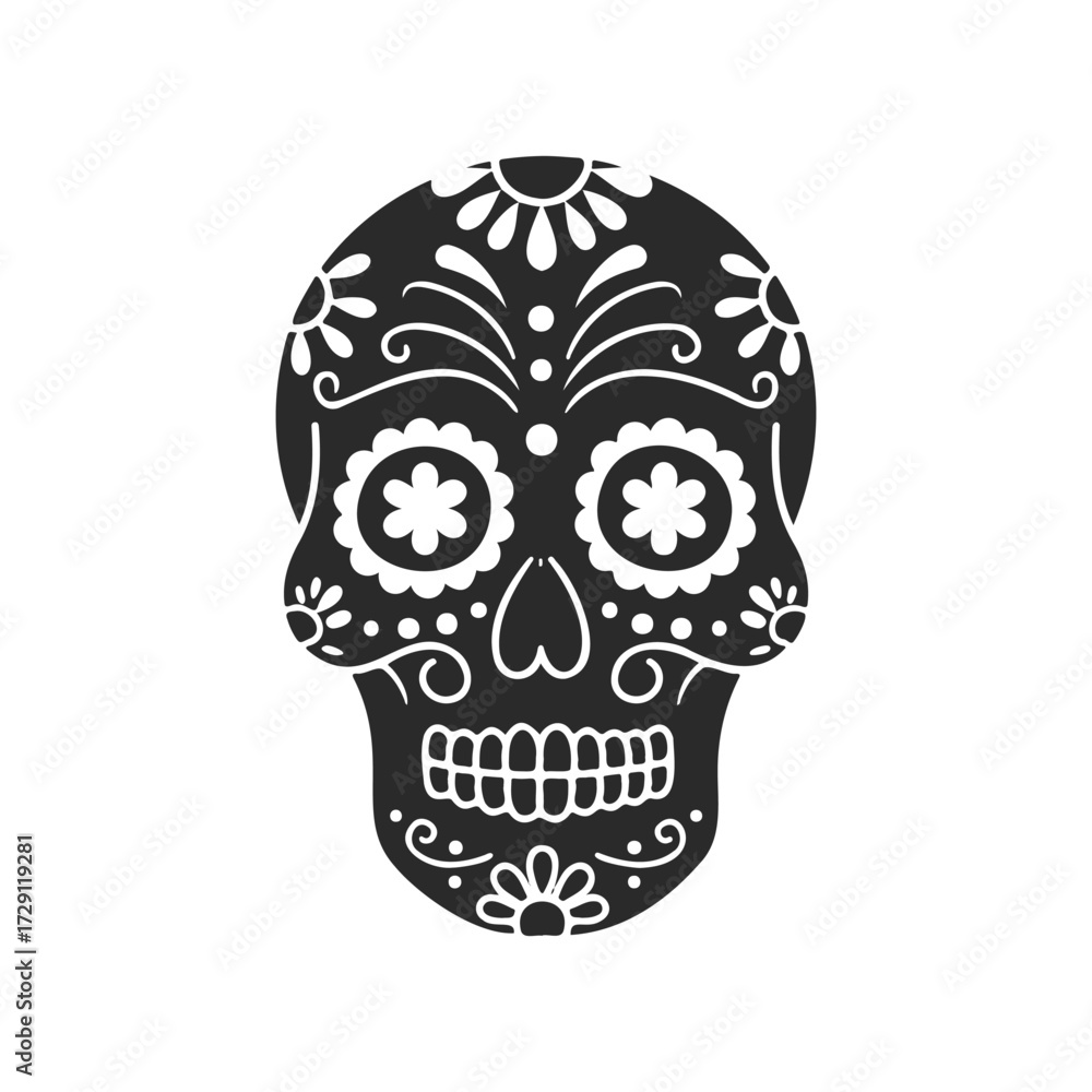 Fototapeta premium Traditional day of the dead sugar skull with floral patterns