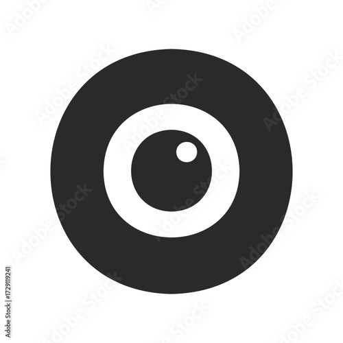 Abstract black and white circle logo design with central dot