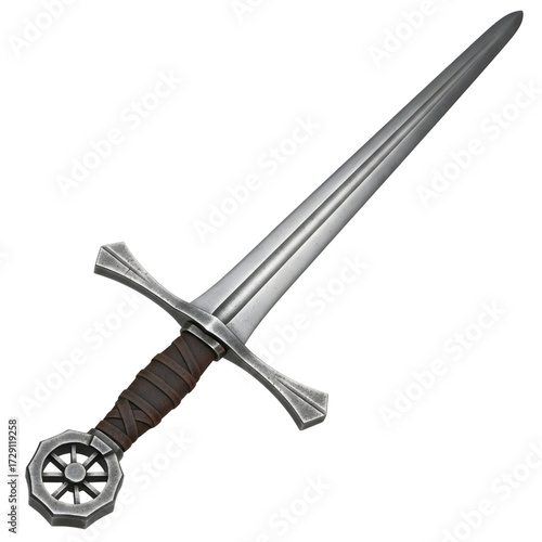 Medieval knight sword isolated on white background