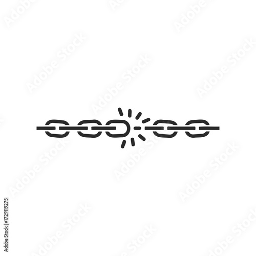 Broken chain link symbolizing freedom or weakness in connection