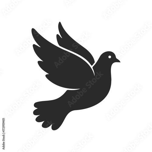 Wallpaper Mural Silhouette of a dove in flight against a white background Torontodigital.ca