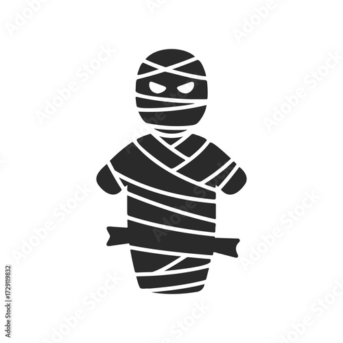 Simple icon of wrapped mummy isolated on white background