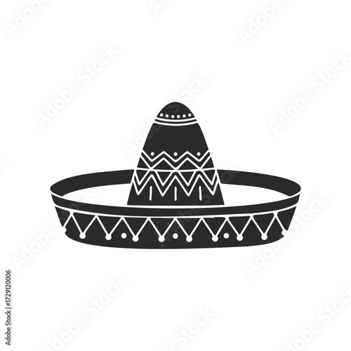 Traditional mexican sombrero with decorative patterns on white background