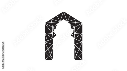 Modern geometric archway design with intricate polygonal patterns creating a sophisticated entrance for architectural projects and cultural themes