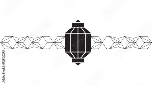 Stylish geometric satellite design with intricate line work, perfect for modern tech branding or innovative communications projects, a dynamic abstract concept with creative potential