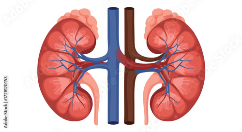 Human Kidney Anatomy Vector Illustration for Medical and Educational Purposes