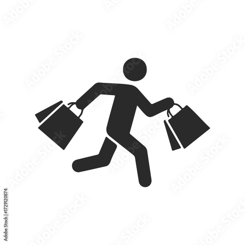 Icon of person running with shopping bags