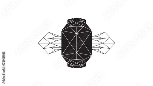 Futuristic satellite design with intricate geometric pattern, perfect for science and technology projects, conveying innovation and modern design, appealing for commercial use