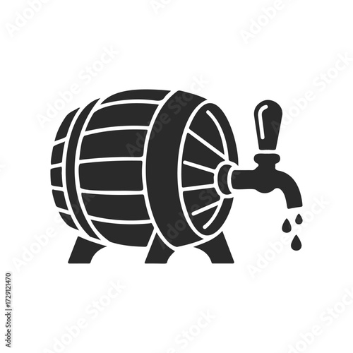 Silhouette of barrel with tap for beverage dispensing
