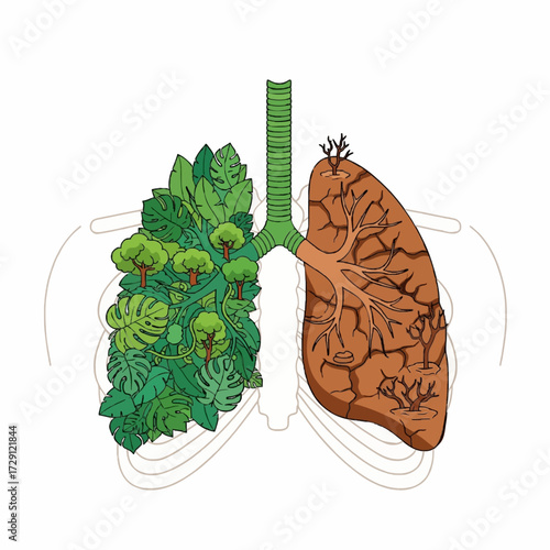 The Earth's Lungs A powerful visual metaphor illustrating the devastating impact of deforestation and climate change