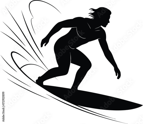 Surfer riding wave silhouette surfing ocean