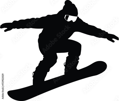 Snowboarder in action silhouette snowboarding winter sport