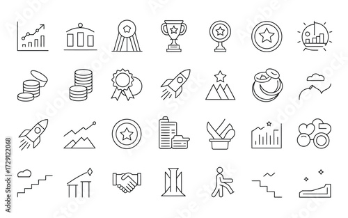 Collection of scalable thin line business and finance vector icons for eps files silhouette vector illustration white background