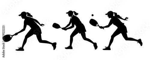 Pickleball Players Silhouettes Vector Illustration | Sport Paddle Game Design