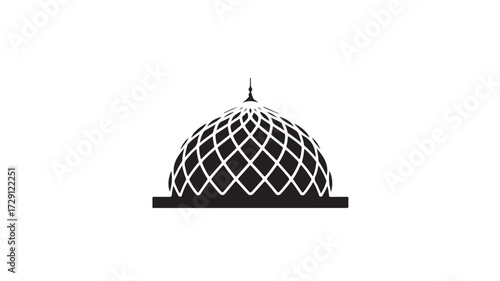 Elegant Islamic dome silhouette with intricate geometric patterns creating a modern architectural marvel, perfect for cultural or religious designs