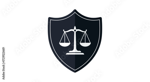 Symbol of justice scales on a shield, symbolizing protection and fairness in legal contexts