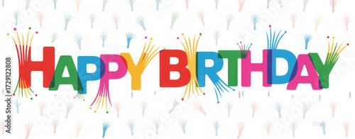 Happy birthday greeting with colorful letters isolated on white background design