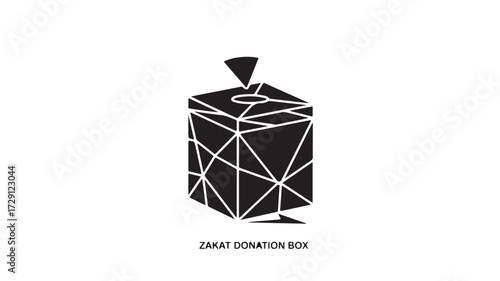 Modern geometric zakat donation box design symbolizing generosity and charitable giving for Islamic financial concepts and community support initiatives