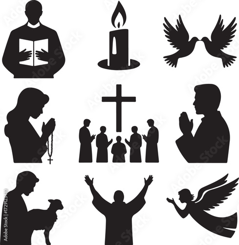 Candle, Prayer and Angel Wings Icons
