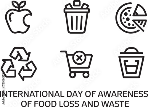 International Day of Awareness of Food Loss and Waste concept with related icons