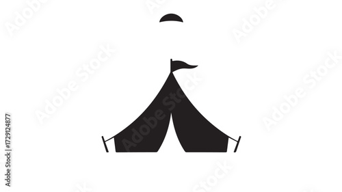 Captivating circus tent silhouette with playful flag, evoking excitement and wonder for events, festivals, and entertainment themes, perfect for vibrant marketing campaigns.