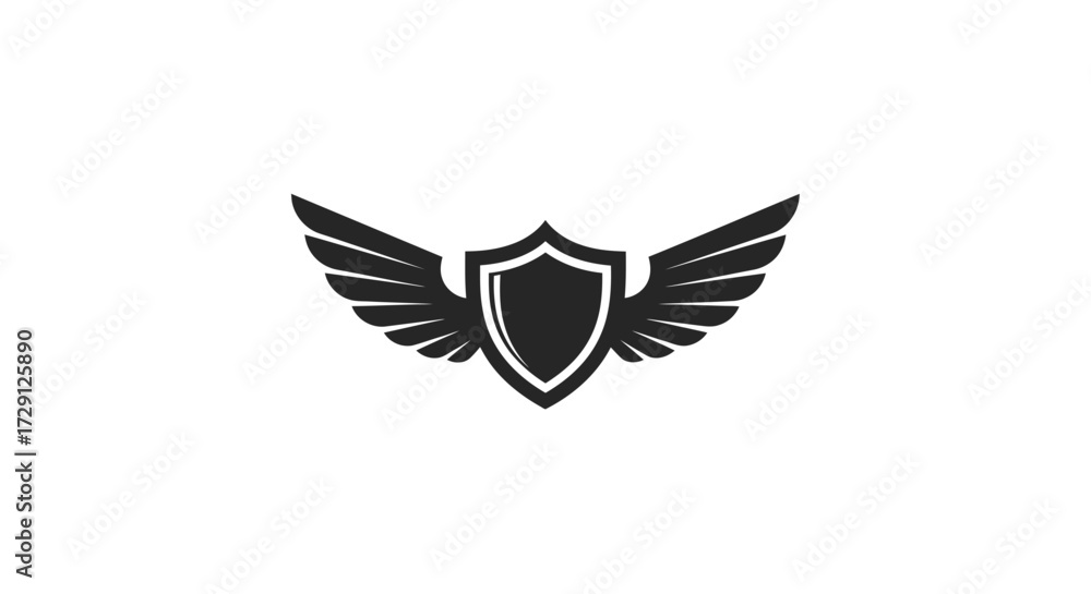 Fototapeta premium Elegant heraldic shield with spread wings offering protection and freedom in a sleek design